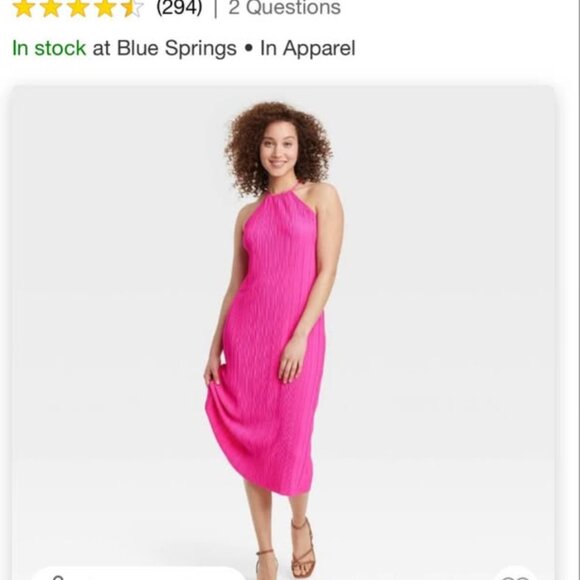 Women's Knit Plisse Midi Shift Dress - A New Day™ Hot Pink Size S - Picture 1 of 3